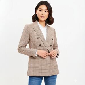 LOFT Petite Plaid Double Breasted Blazer Size 2 Petite NEW